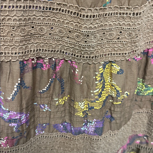 FARM RIO Dotted Horses Elegant Brown Ruffled Maxi Dress Size Medium - Picture 9 of 9